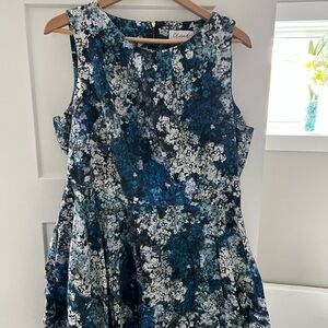 Closet Blue and White Floral Midi Dress
